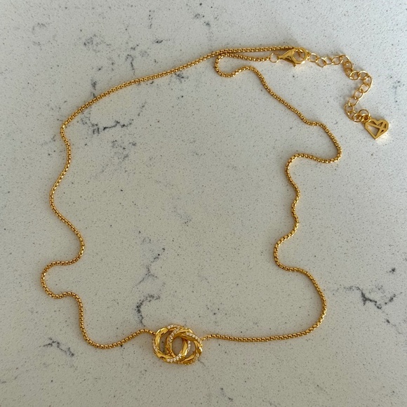 Caitlyn Minimalist Pavé Interlocking Charm Necklace | 18k gold • 16-18” chain - Picture 1 of 4
